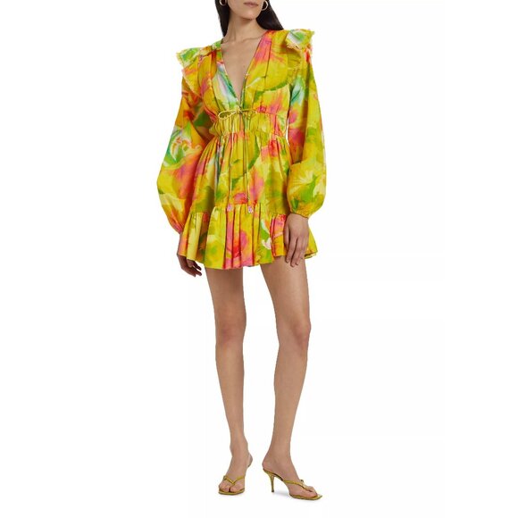 Hemant & Nandita Floral Linen-Cotton Mini Dress - Picture 3 of 9